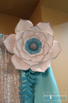 Silver and blue paper flower