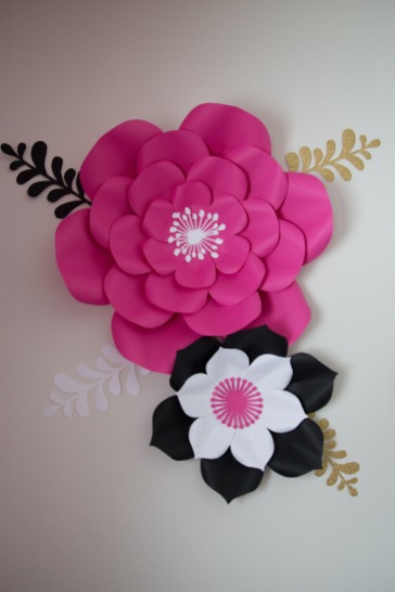 A close up of the paper flowers
